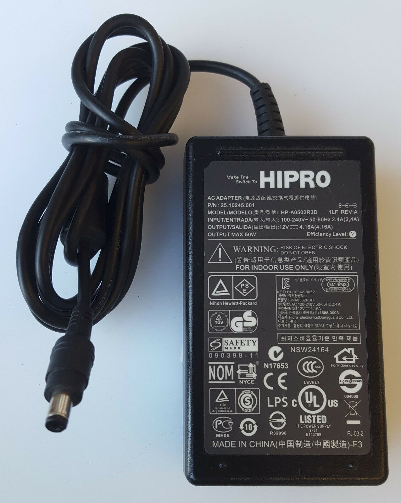 *Brand NEW* 25.10245.001 HIPRO HP-A0502R3D 1LF REV:A 12V 4.16A AC/DC POWER SUPPLY ADAPTER